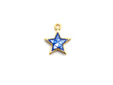 100% Natural Royal Blue Color Five Star Shell Charm, Natural Blue Star Shell Pendant, Gold/Silver plated star, 11x13mm,SKU#Z336