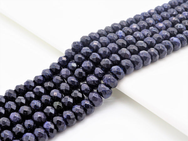 Natural Faceted Blue Goldstone beads, 2x4/4x6/5x8mm Natural Blue Gemstone beads, Natural Goldstone Beads, 15.5inch strand, SKU#U261