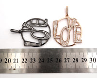 CZ Micro Pave Large LOVE Round Pendant with bail,35x39mm, Cubic Zirconia Love Pave Pendant Beads, Pave Pendant, SKU#F514