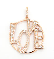 CZ Micro Pave Large LOVE Round Pendant with bail,35x39mm, Cubic Zirconia Love Pave Pendant Beads, Pave Pendant, SKU#F514
