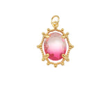 Gold Filled Colorful Quartz Oval Shape Pendant, 14K Gold Filled Quartz Charm, Necklace Bracelet Charm Pendant, 13x17mm, Sku#ZX12