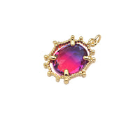 Gold Filled Colorful Quartz Oval Shape Pendant, 14K Gold Filled Quartz Charm, Necklace Bracelet Charm Pendant, 13x17mm, Sku#ZX12