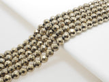 Pyrite Color Gold Hematite Faceted Round beads, Round 2mm/3mm/4mm/6mm/8mm/10mm/12mm, Natural Gemstone Beads, 16 inch Full strand, SKU#S93