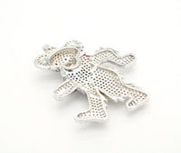 CZ Micro Pave Dancing Teddy Bear Pendant, Cubic Zirconia Foc