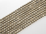 Pyrite Color Gold Hematite Faceted Round beads, Round 2mm/3mm/4mm/6mm/8mm/10mm/12mm, Natural Gemstone Beads, 16 inch Full strand, SKU#S93