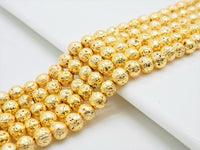 NEW STYLE Gold Plated Lava Round Beads, 4mm/6mm/8mm/10mm/12mm Gold Gemstone Beads, Wholesale Gemstone Beads, 15.5" Full Strand,SKU#S110