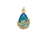 Gold Filled Colorful Quartz Teardrop Shape Pendant, 14K Gold Filled Clear/Blue/Pink/Purple Charm, Necklace Bracelet Charm, 10x16mm, Sku#ZX14