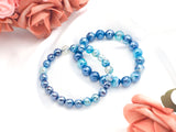Mystic High Quantity Blue Banded Agate Stretchy Bracelet, 8mm/10mm/12mm Elastic Fit Round Faceted Bracelet, 7.5'' Agate Bracelet,Sku#U1101