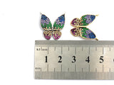 Colorful CZ Micro Pave Butterfly Pendant, Butterfly Pave Pendant for Necklace, Gold/Rose Gold/Silver/Gunmetal plated, 19x20mm, Sku#F714