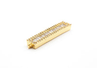 CZ Micro Pave Strip Connector for Bracelet/Necklace,Silver/Gold/Rose Gold/Gunmetal Spacer Connector/Link Connector, 6x34mm,sku#E404