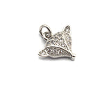 Clear CZ Fox Head Charm Pendant, Sku#F816