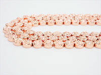 Natural Druzy Style Rose Gold Copper Color Hematite beads,Round Flat Coin Gemstone Beads,8mm/10mm/12mm, 15.5inch full strand,SKU#S98