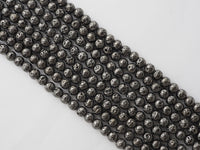 Wholesale Hematite Plated Lava Round Beads, 4mm/6mm/8mm/10mm/12mm Black Gemstone Beads, Wholesale Gemstone beads, 15.5" Full Strand,SKU#S112
