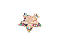 Colorful CZ Clear Micro Pave Star Pendant,Five Star Shaped Pave Pendant,Gold/Rose Gold/Silver/Gunmetal plated,29x31mm, Sku#F716