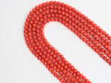 Smooth Round Dyed Orange Red Coral beads, 2mm/3mm/4mm Red Gemstone beads, Red Coral beads, 15.5inch strand, SKU#U280