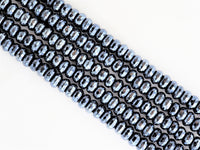 UNIQUE Silver Plated Faceted Black Onyx Rondelle Beads,2x4/4x6/5x8mm/6x10mm Metalic Rondelle Beads,15.5" Full Strand,SKU#S113