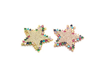 Colorful CZ Clear Micro Pave Star Pendant,Five Star Shaped Pave Pendant,Gold/Rose Gold/Silver/Gunmetal plated,29x31mm, Sku#F716