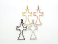 CZ Micro Pave Large Cross Pendant/Focal, Cubic Zirconia Paved Charm, Necklace Bracelet Charm Pendant, 25x44mm,sku#F523
