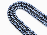 UNIQUE Silver Plated Faceted Black Onyx Rondelle Beads,2x4/4x6/5x8mm/6x10mm Metalic Rondelle Beads,15.5" Full Strand,SKU#S113