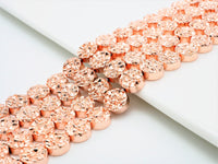 Natural Druzy Style Rose Gold Copper Color Hematite beads,Round Flat Coin Gemstone Beads,8mm/10mm/12mm, 15.5inch full strand,SKU#S98