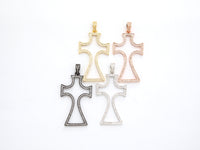 CZ Micro Pave Large Cross Pendant/Focal, Cubic Zirconia Paved Charm, Necklace Bracelet Charm Pendant, 25x44mm,sku#F523