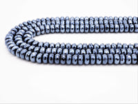 UNIQUE Silver Plated Faceted Black Onyx Rondelle Beads,2x4/4x6/5x8mm/6x10mm Metalic Rondelle Beads,15.5" Full Strand,SKU#S113