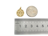 Gold Filled Flower On Round Coin Shape Pendant, 14K Gold Filled Flower Medallion Charm, Necklace Bracelet Charm Pendant, 14x17mm, Sku#ZX17