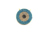 Colorful CZ Micro Pave Evil Eye Round Pendant, Green/Turquoise/Cobalt/Fuchsia/Violet CZ Pave Charm, 25mm, sku#F718