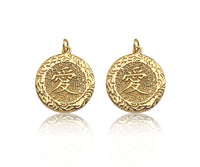 Gold Filled Chinese Love Word On Round Shape Pendant, 14KK Gold Filled Love Medallion Charm, Necklace Bracelet Charm, 17x20mm, Sku#ZX18