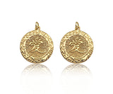 Gold Filled Chinese Love Word On Round Shape Pendant, 14KK Gold Filled Love Medallion Charm, Necklace Bracelet Charm, 17x20mm, Sku#ZX18