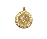 Gold Filled Chinese Love Word On Round Shape Pendant, 14KK Gold Filled Love Medallion Charm, Necklace Bracelet Charm, 17x20mm, Sku#ZX18