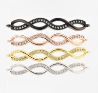 CZ Micro Pave Double Infinity Connector for Bracelet/Necklace,Silver/Gold/Rose Gold/Black Spacer Connector/Link Connector,6x41mm,sku#E405