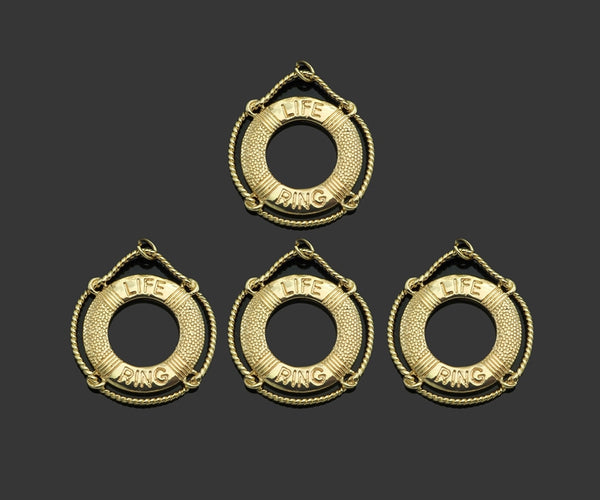 Gold Filled Life Ring Word On Life Ring Shape Pendant, 14K Gold Filled Life Ring Charm, Necklace Bracelet Charm Pendant, 22x24mm, Sku#ZX19
