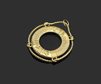Gold Filled Life Ring Word On Life Ring Shape Pendant, 14K Gold Filled Life Ring Charm, Necklace Bracelet Charm Pendant, 22x24mm, Sku#ZX19