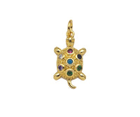 Colorful CZ Micro Pave Turtle Shape Pendant/Charm,18K Dainty Gold Charm, Necklace Bracelet Charm Pendant,11x19mm,Sku#LK296 Bestbeads&Beyond