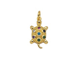 Colorful CZ Micro Pave Turtle Shape Pendant/Charm,18K Dainty Gold Charm, Necklace Bracelet Charm Pendant,11x19mm,Sku#LK296 Bestbeads&Beyond