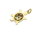 Colorful CZ Micro Pave Turtle Shape Pendant/Charm,18K Dainty Gold Charm, Necklace Bracelet Charm Pendant,11x19mm,Sku#LK296 Bestbeads&Beyond