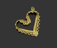 Gold Filled Lace Heart Shape Pendant, 14K Gold Filled Heart Charm, Necklace Bracelet Charm Pendant, 29x33mm, Sku#ZX20