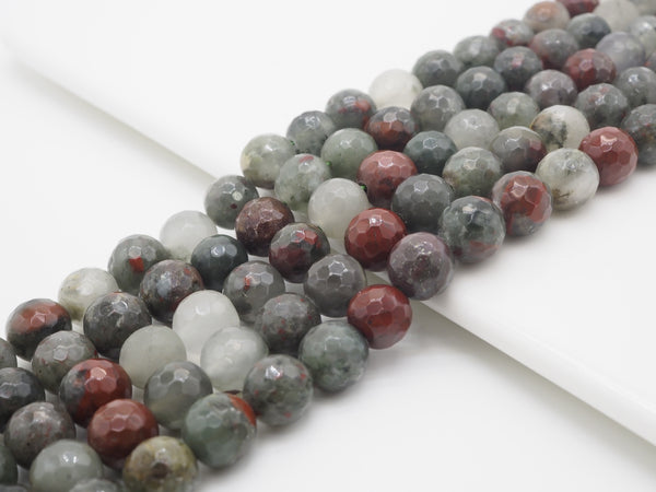 Natural Faceted Round Blood Stone beads