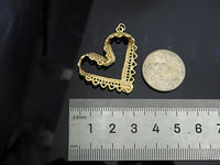 Gold Filled Lace Heart Shape Pendant, 14K Gold Filled Heart Charm, Necklace Bracelet Charm Pendant, 29x33mm, Sku#ZX20