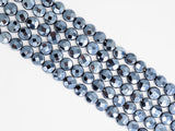 Unique Silver Plated Black Onyx Faceted Coin Beads,8mm/10mm/12mm Gemstones Beads, Black Coin Beads,15.5" Full Strand, SKU#S114
