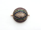 Large CZ Micro Multi color Dome Evil Eyes Connector, Half Circle Cubic Zirconia Connector for Bracelet Necklace,20x25mm,sku#E406