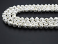 NEW!!! Silver Plated Lava Round Beads, 4mm/6mm/8mm/10mm/12mm silver Gemstone Beads,15.5" Full Strand, Wholesale Gemstone Beads,SKU#S109