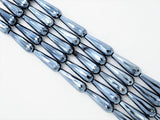UNIQUE Silver Plated Black Onyx Faceted Teardrop Beads,10x30mm Gemstones Beads, Silver Black Teardrop Beads,15.5" Full Strand, SKU#S115