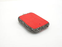 Large Pave Red Coral Buddha Pendant, Pave Crystal Rhinestone Encrusted Buddha Pendant,37x52x10mm,sku#V20