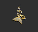 CZ Micro Pave Hollow Out Flower On Butterfly Shape Pendant/Charm,18K Dainty Gold Charm, Necklace Bracelet Charm Pendant,26x35mm,Sku#LK299