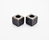 7mm Black CZ Pave On Black Big Hole Cube Spacer Micro Pave Beads, Cubic Zirconia Cube Space Beads, SKU#C77