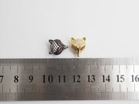 CZ Micro Pave Fuchsia Eye Fox Head Beads, Animal Beads, Cubic Zirconia Spacer Beads,11x13x7mm, sku#C88