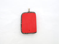 Large Pave Red Coral Buddha Pendant, Pave Crystal Rhinestone Encrusted Buddha Pendant,37x52x10mm,sku#V20