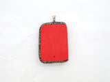 Large Pave Red Coral Buddha Pendant, Pave Crystal Rhinestone Encrusted Buddha Pendant,37x52x10mm,sku#V20